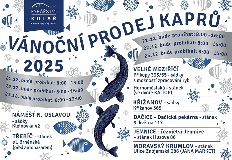 Vánoční prodej ryb 2025